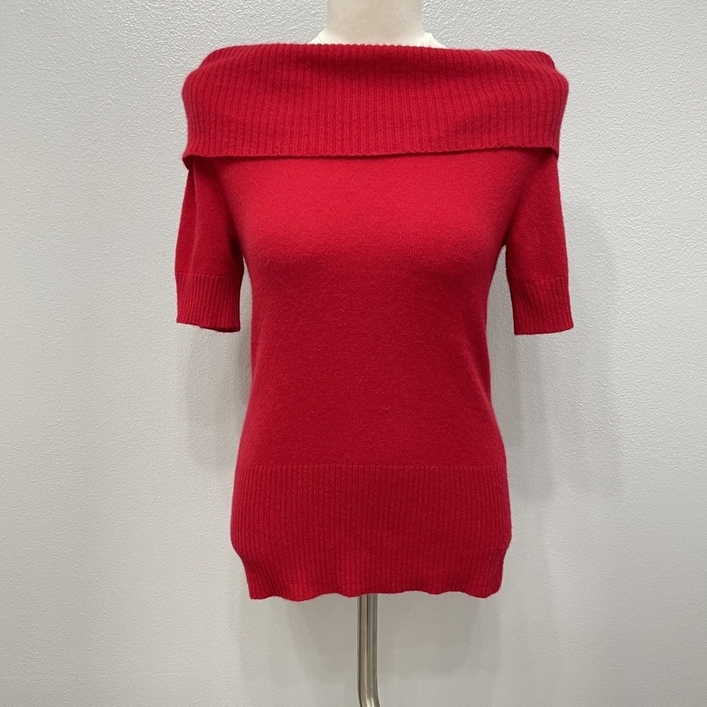Apt. 9 Cowl Sweater Medium 100%‎ Cashmere Red Short Sleeve